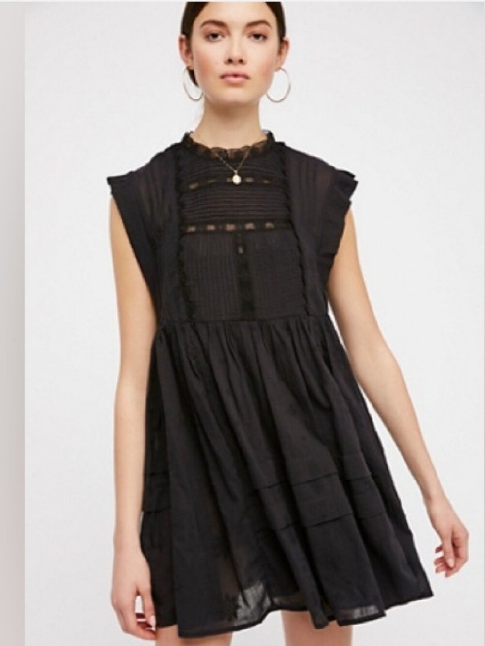 Free People Nobody Like You Boho Mini Dress, Black, Small
